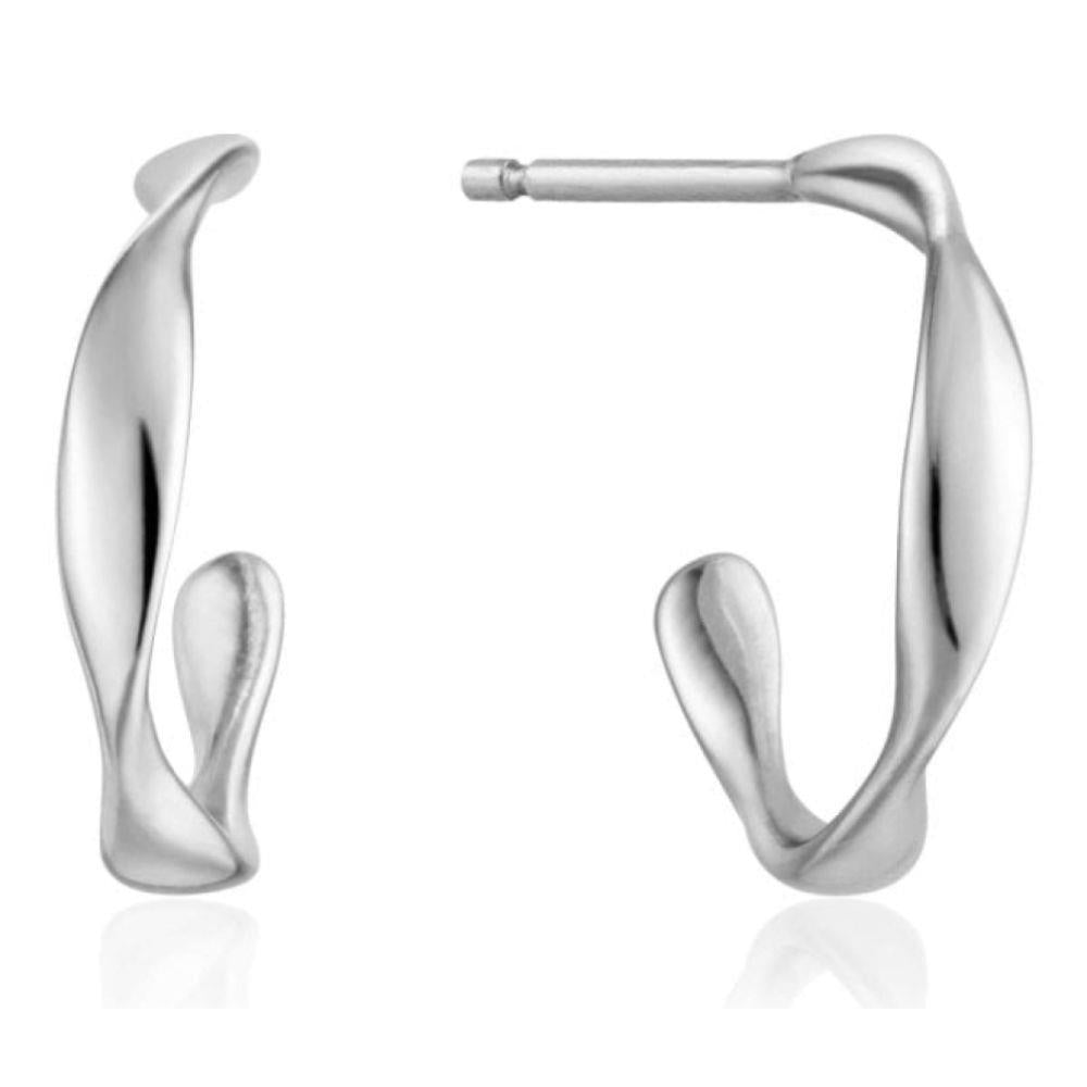 Twister Mini Hoop Earrings Silver