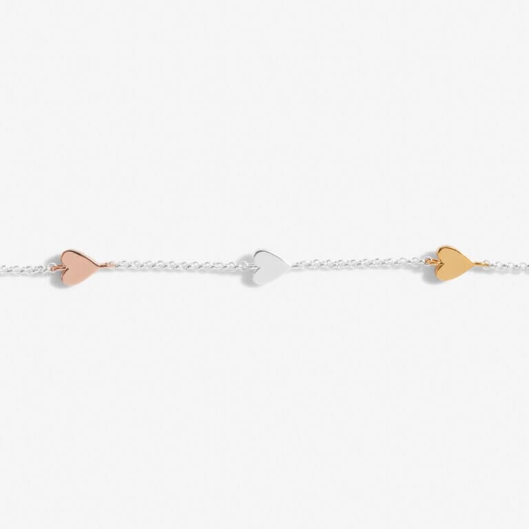 Florence Hearts | Heart Bracelet | Silver Rose Gold And Gold | Bracelet | 19cm Adjustable
