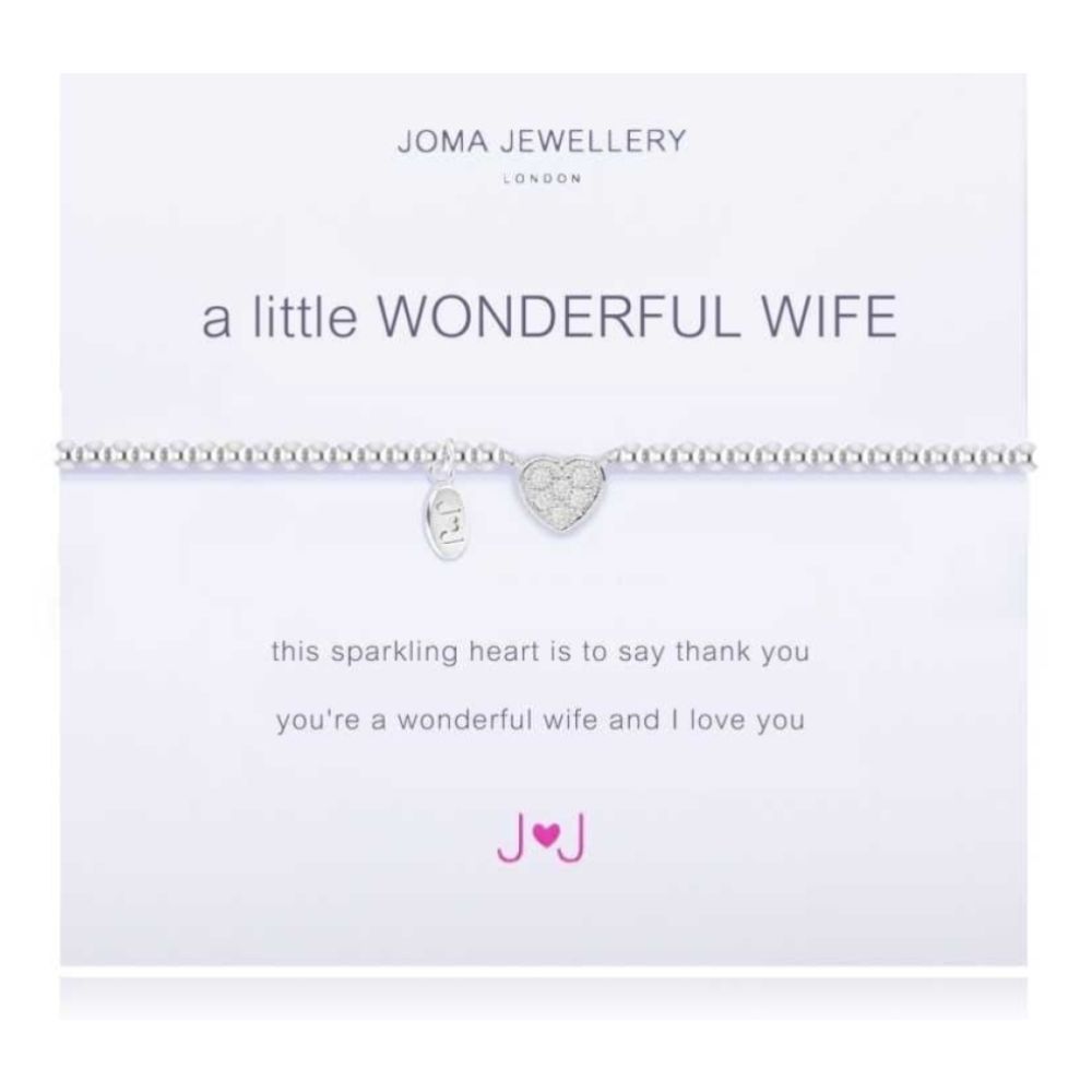 a little WONDERFUL WIFE - bracelet - silver and silver pave heart