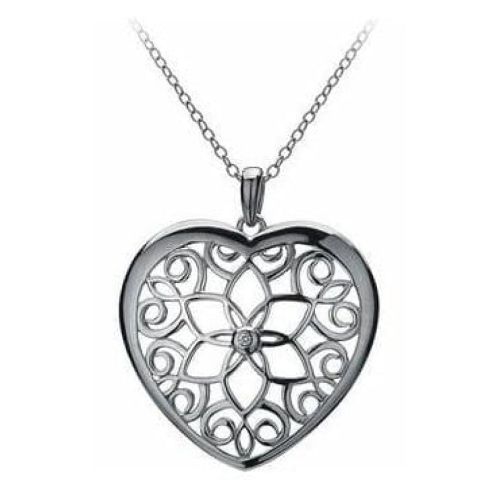 Ladies Levanter Small Cutout Heart Pendant Silver Necklace
