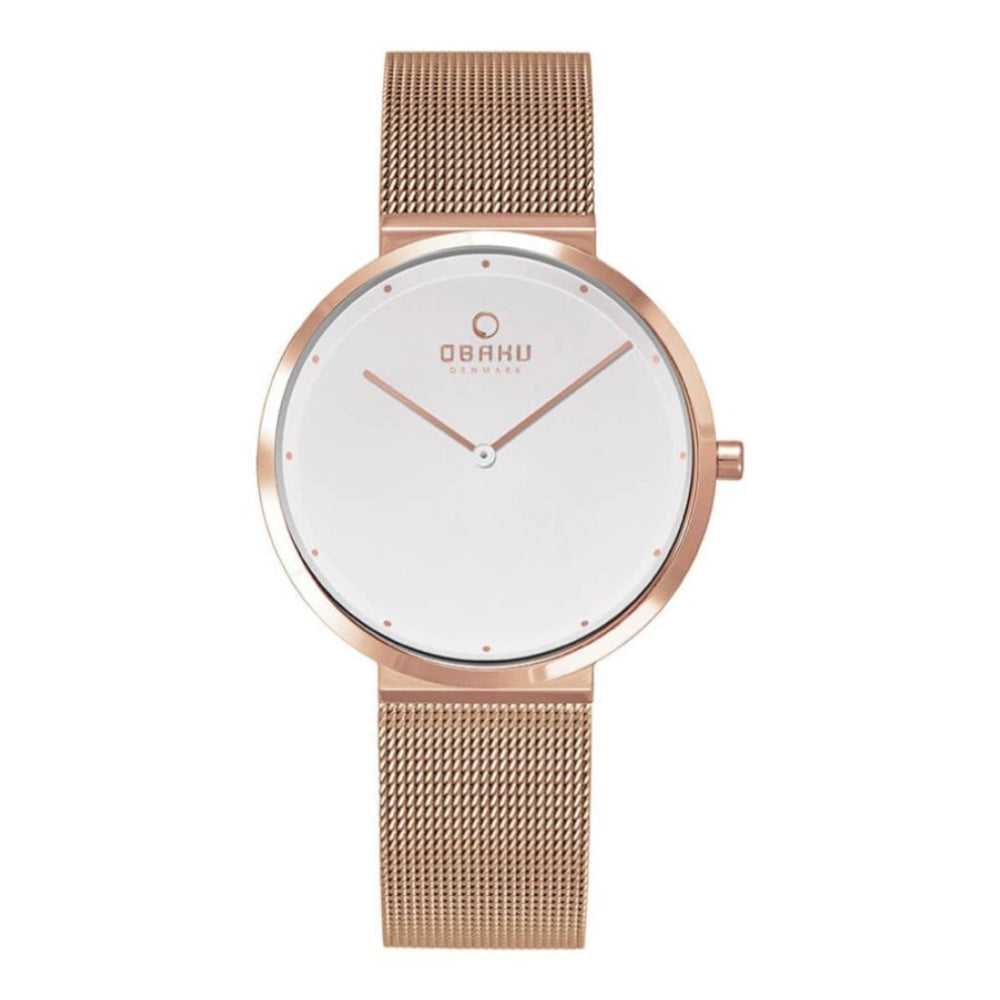 PAPIR LILLE - ROSE Rose Gold Tone Mesh Strap & Case With White Dial Ultra Slim Ladies Watch