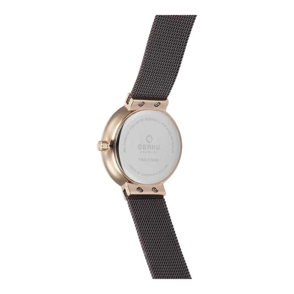 KLAR LILLE - WALNUT Rose Gold Plated Stainless Steel Mesh Bracelet Watch
