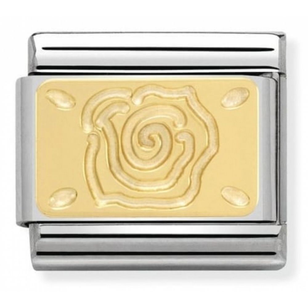 Classic Rose In Stainless Steel & 18k Gold Charm
