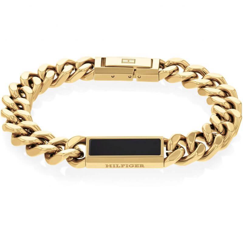 Gold Plated Onyx Stone Gents Bracelet