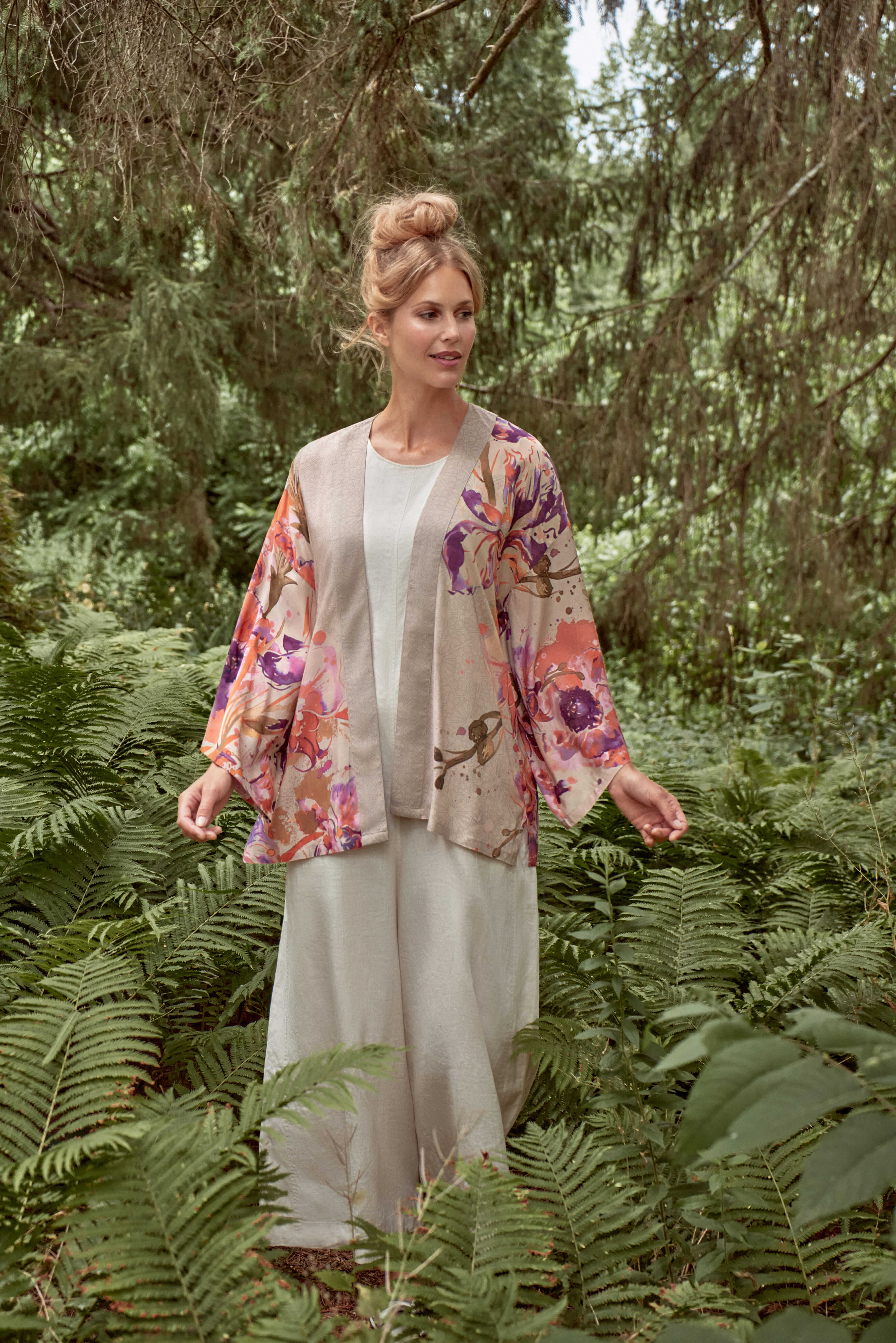 Orchid & Iris Kimono Jacket - Coconut