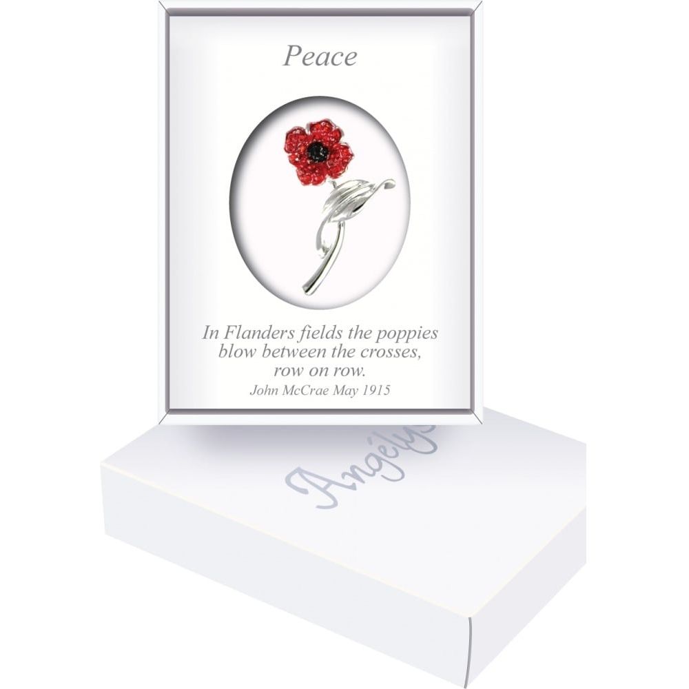 Small 4 Petal On Stem Poppy Brooch