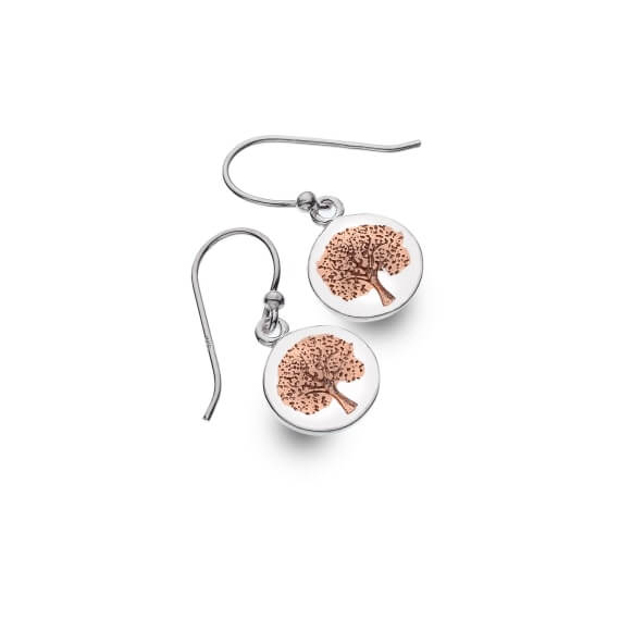 Origins Rose Gold Plated Tree Round Earrings