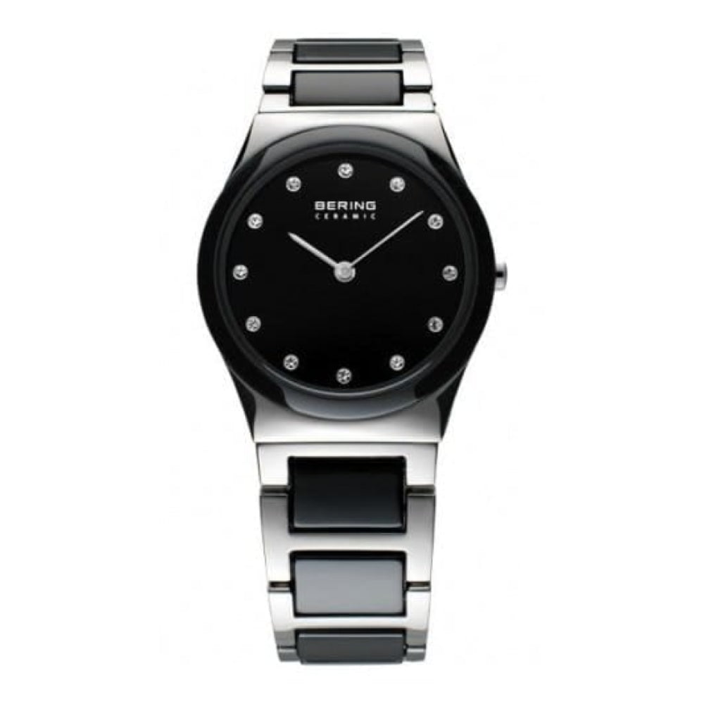 Ladies Ceramic Black & Stainless Steel Linked Watch