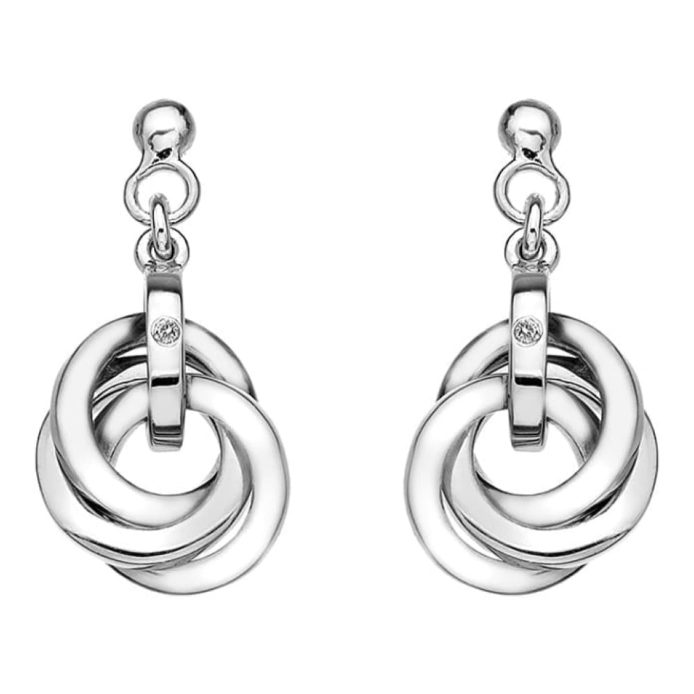 Sterling Silver Trio Diamond Earrings
