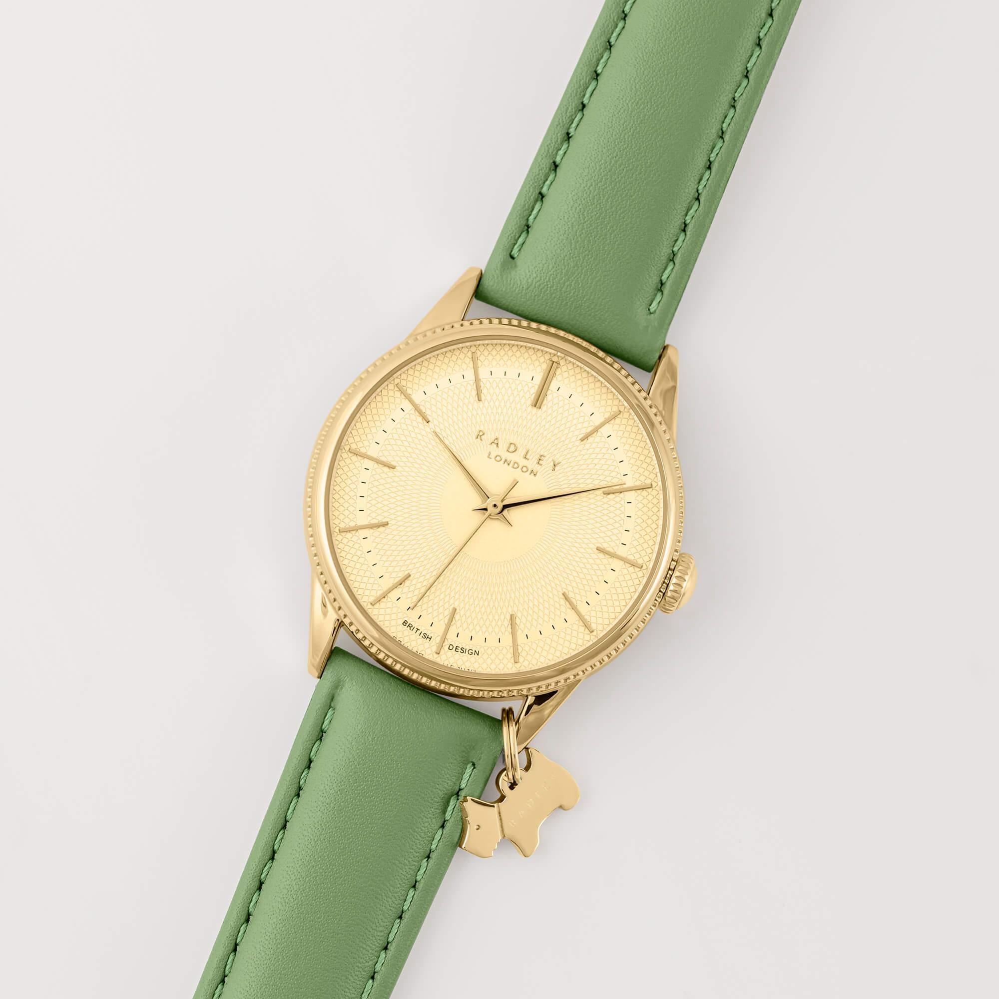 Lewis Lane Ladies Coin Edge Bezel Green Fig Watch