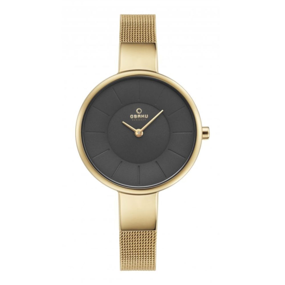 SOL - DUSK Grey Dial & Gold Tone Mesh Bracelet Strap Ladies Watch