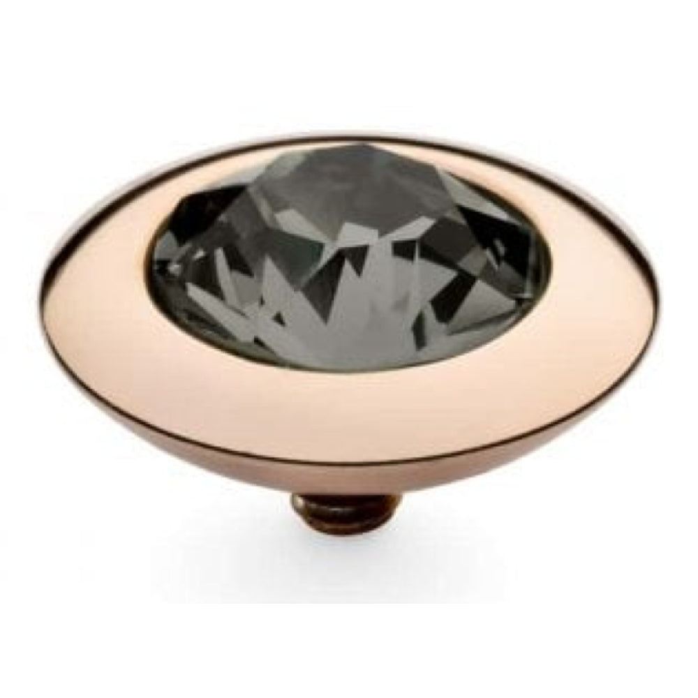 Famosa Rose Gold 13mm Tondo Ring Top Black Diamond