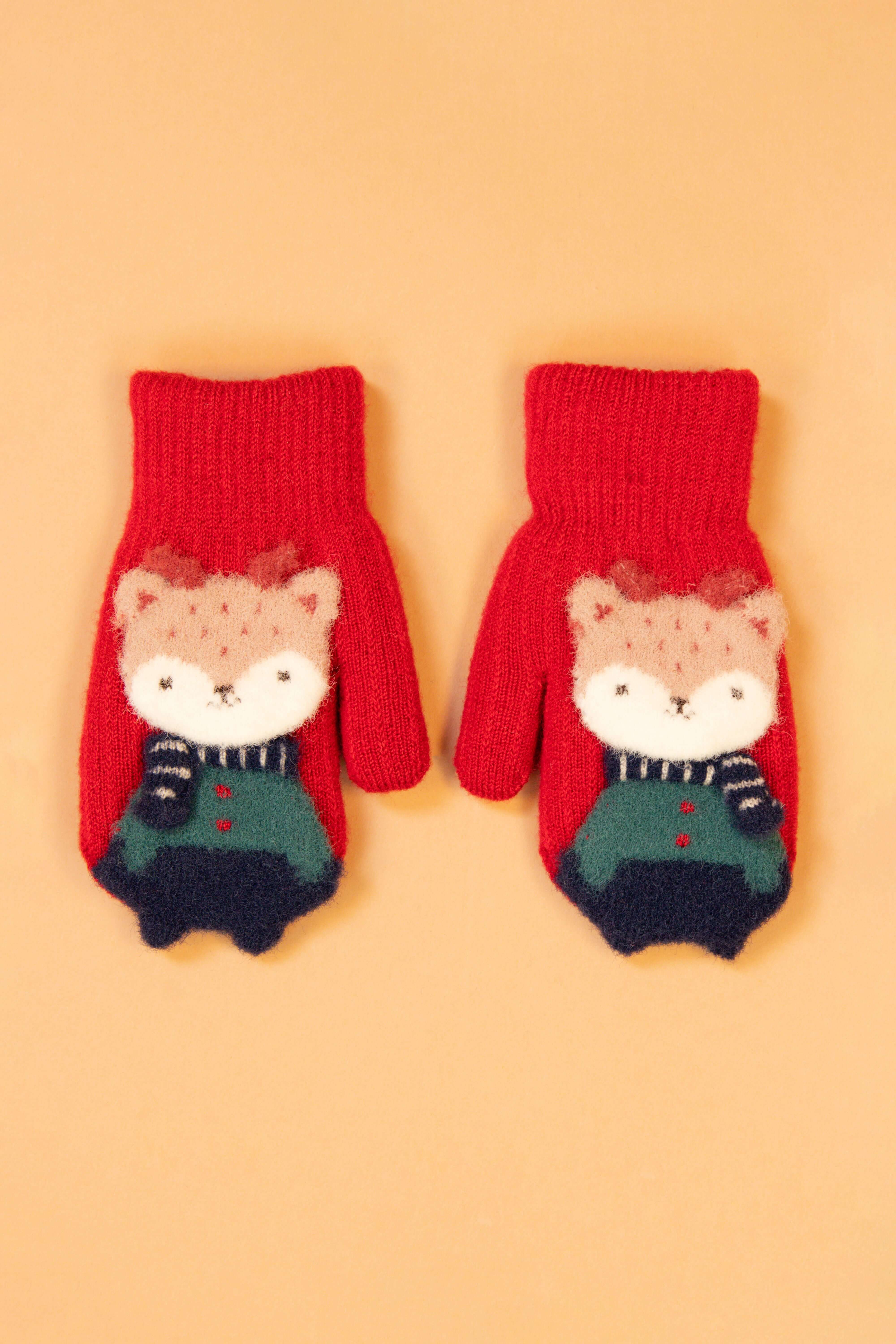 Powder Pal Mittens - Reindeer- Scarlet
