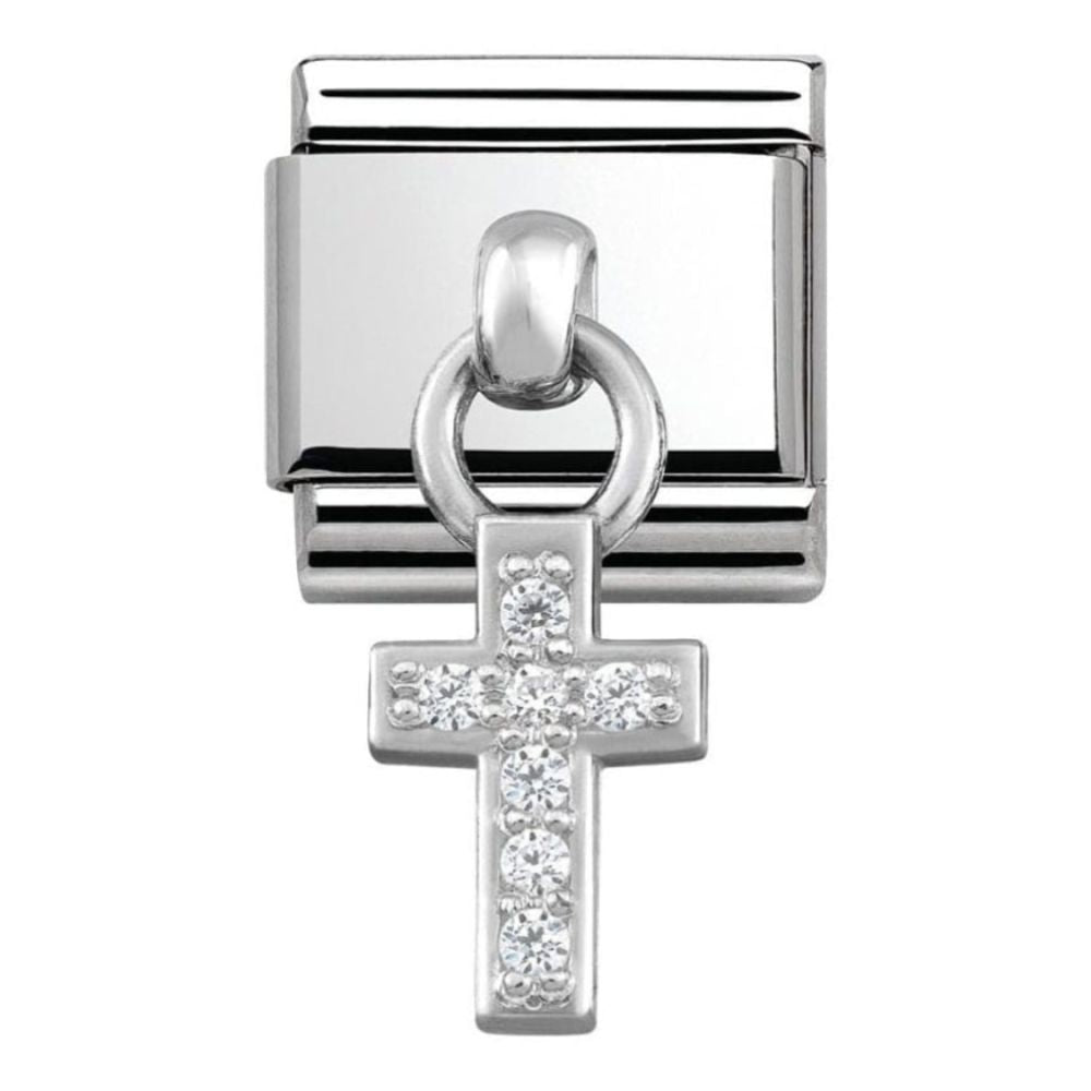 Classic CZ Cross Charm Link