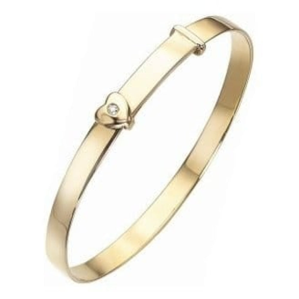 Girls 9ct Yellow Gold Heart Bangle