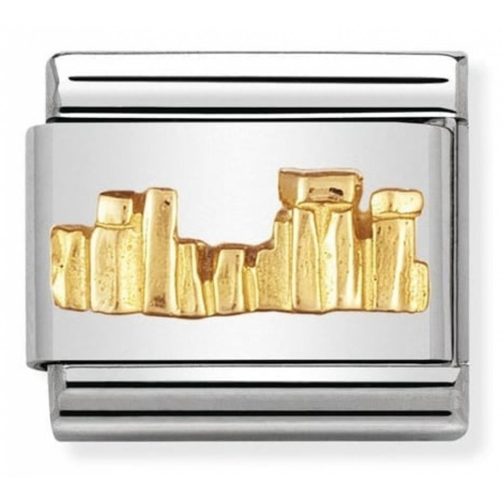 Classic Stonehenge In Stainless Steel With 18k Gold Charm
