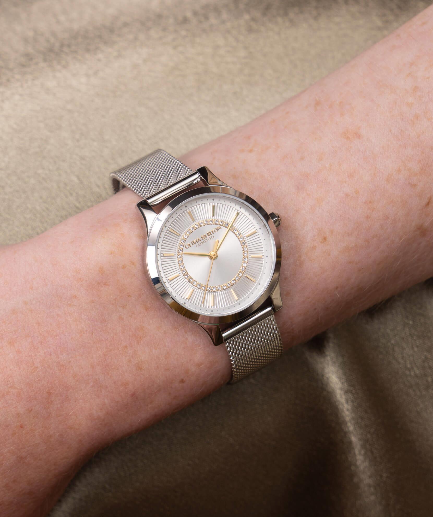 Wonderlust Silver-White Sunray Dial With Steel Mesh Bracelet Strap Ladies Watch