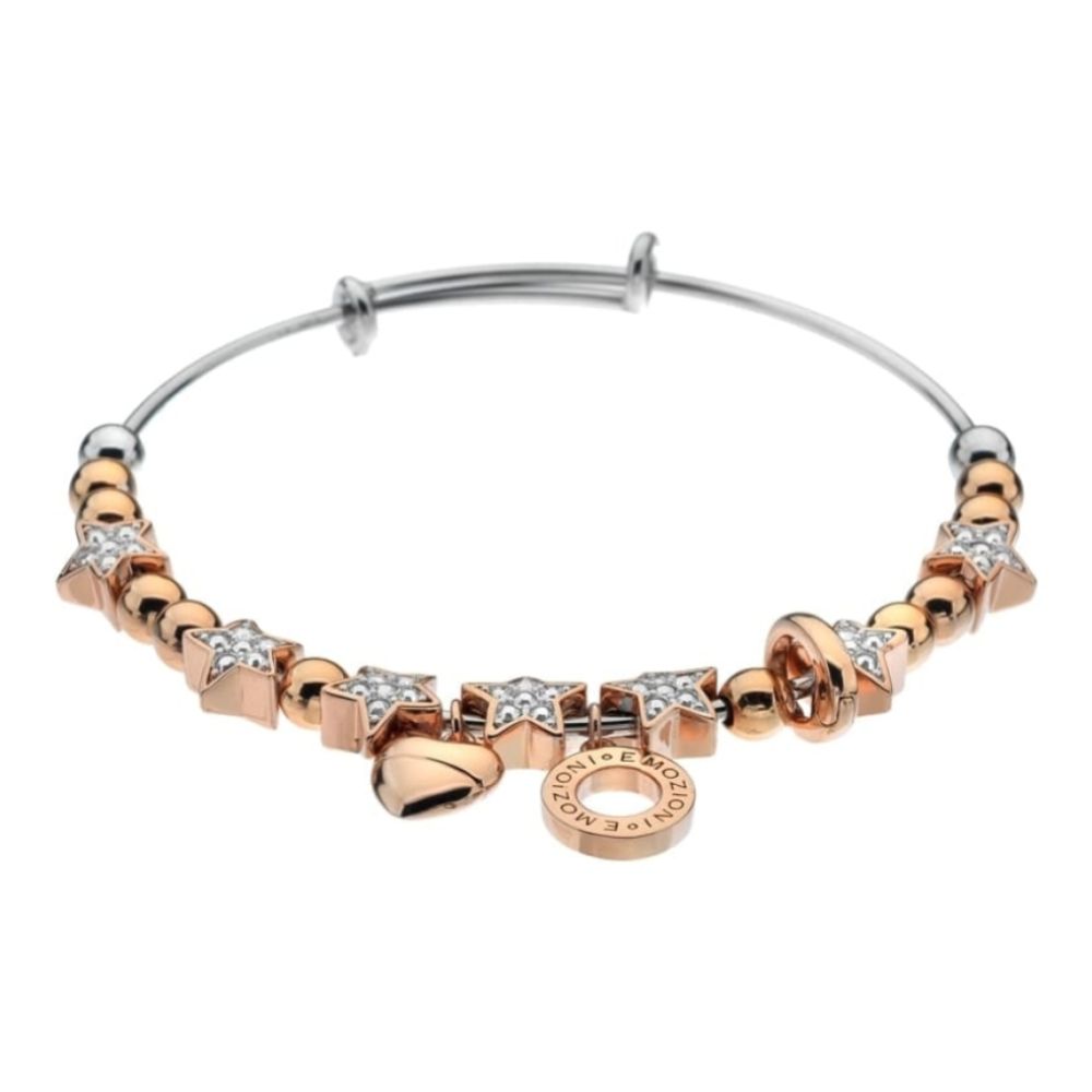 Emozioni Rose Gold Plate Crystal Star Bangle