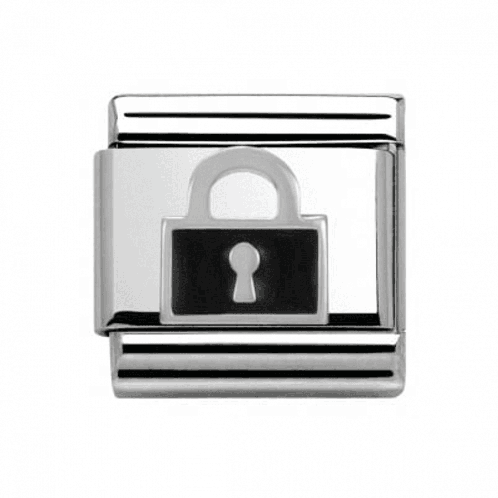 Classic Black Enamel Padlock Link