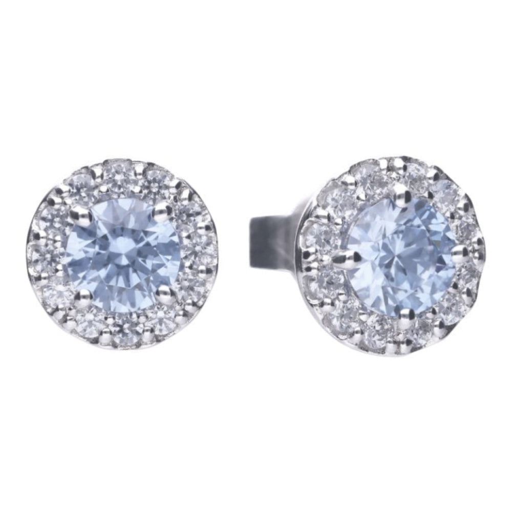 Sky Blue Zirconia Pav������ Stud Earrings