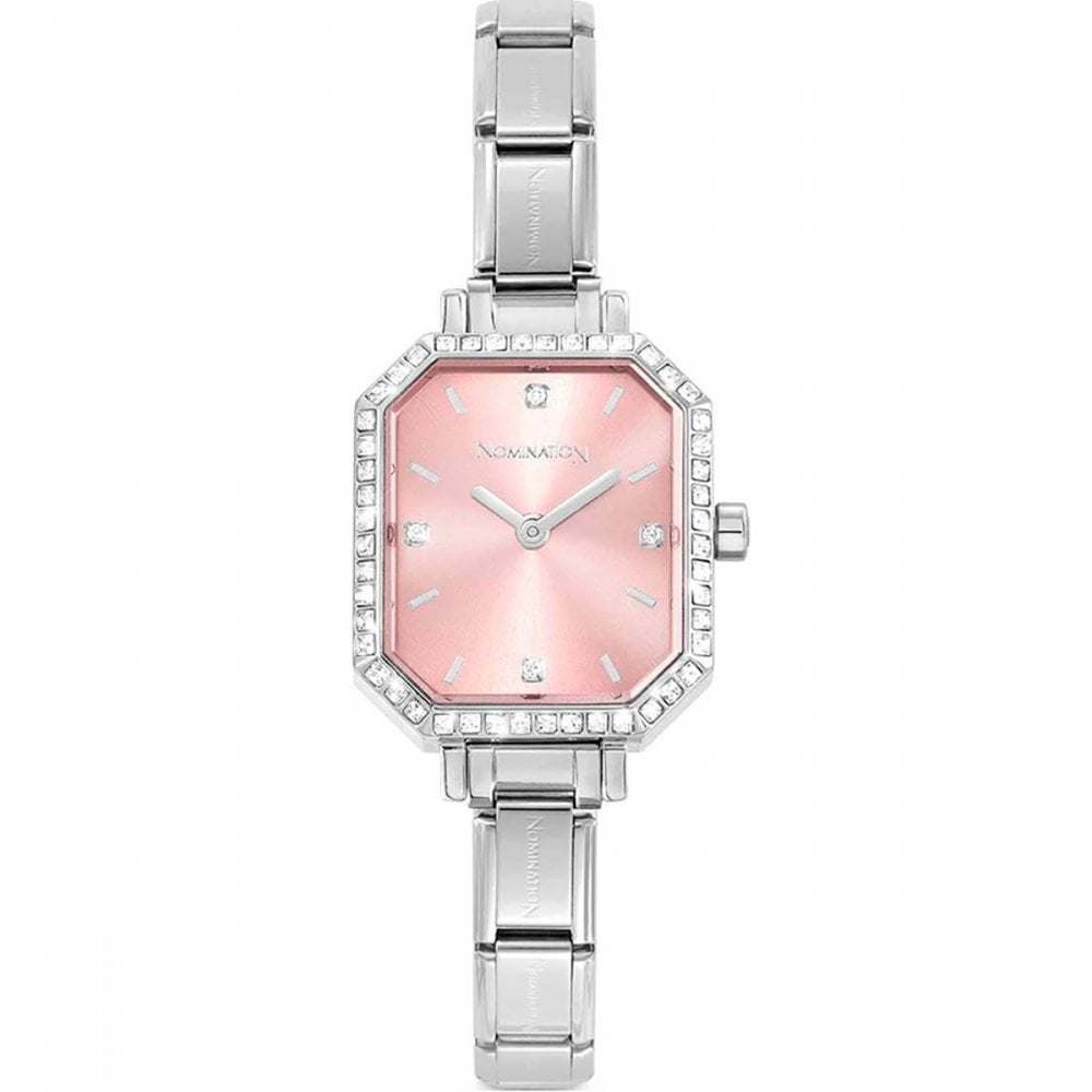 Classic Paris Rectangular CZ Pink Watch