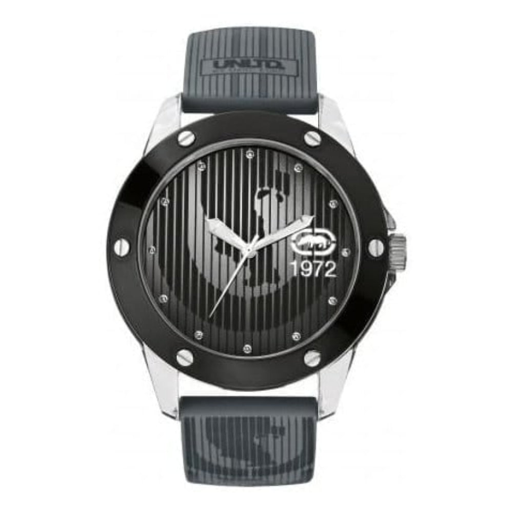 Gents The Tran Grey Striped Silicone Strap Watch