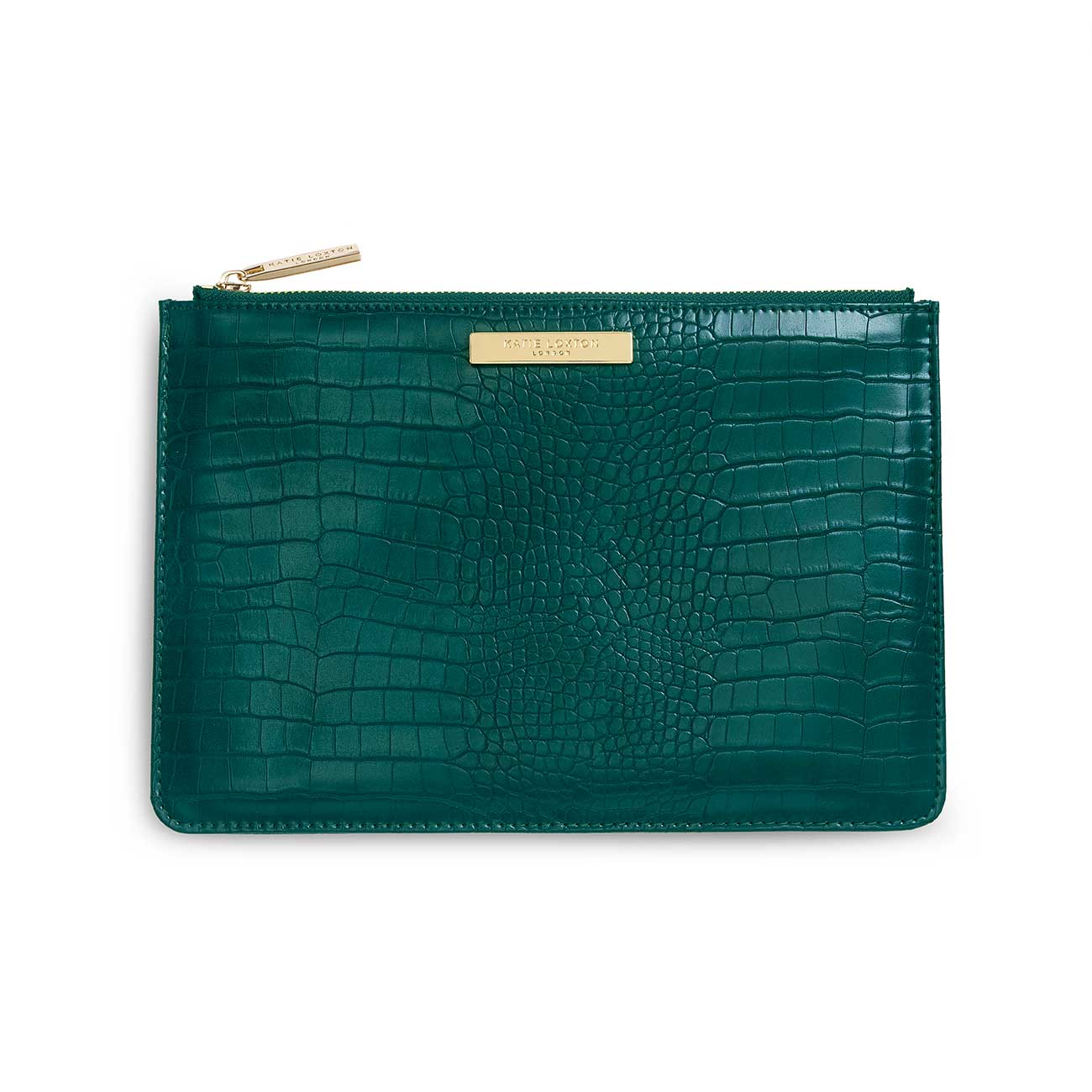 Celine Faux Croc Perfect Pouch | Forest Green