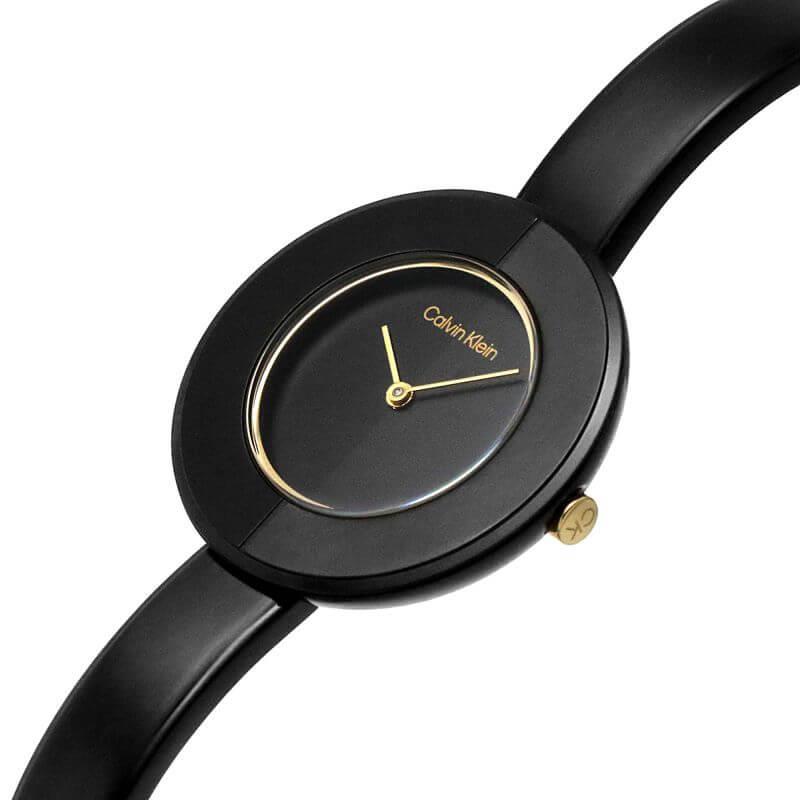 Confidence Bangle Black Dial Black Bracelet Ladies Watch