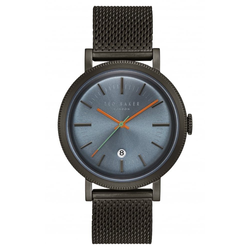 Mens Black IP Case & Grey Dial With Black Mesh Strap Watch
