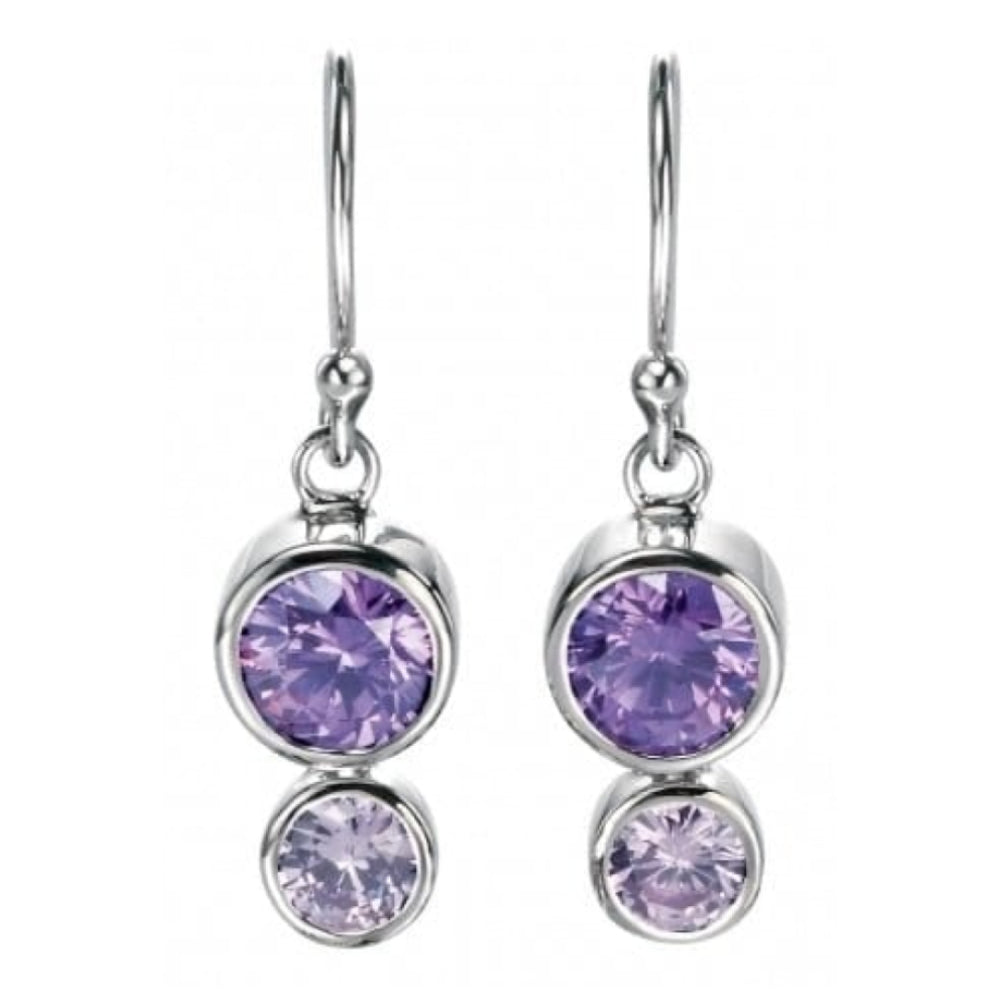 Ladies Purple Cubic Zironia Drop Earrings