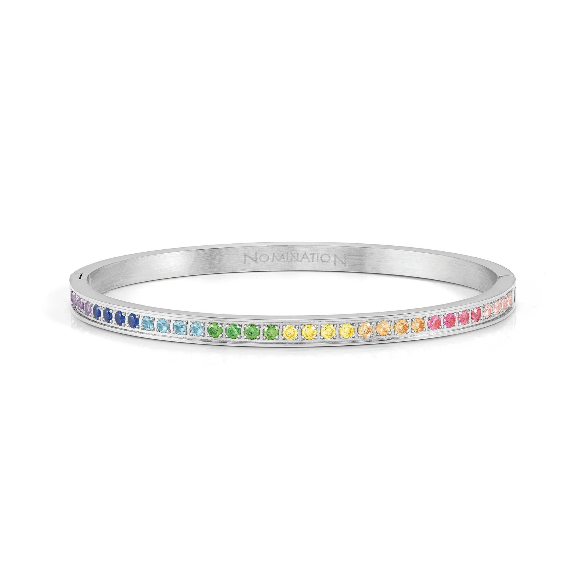 Pretty Bangle In SS With Multicolour CZ