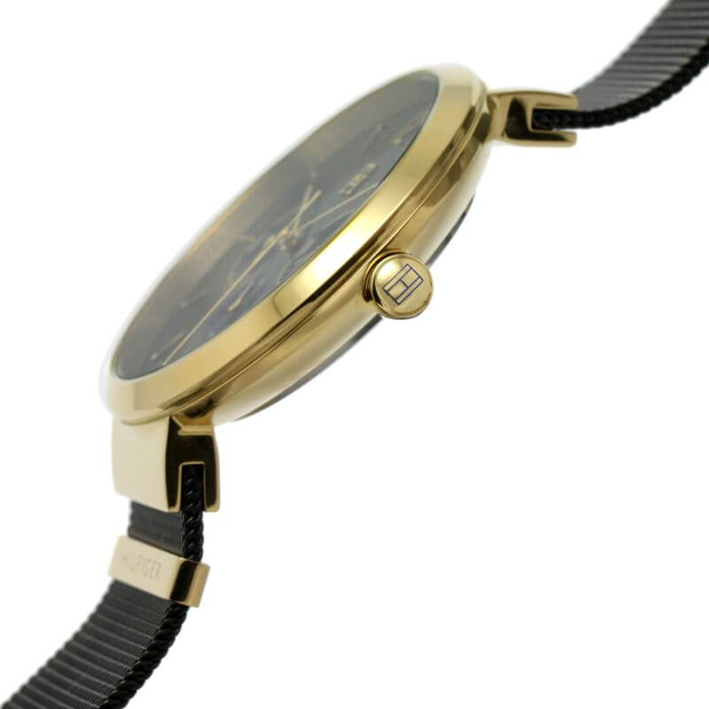 Lidia Black Dial Black Mesh Bracelet Ladies Watch