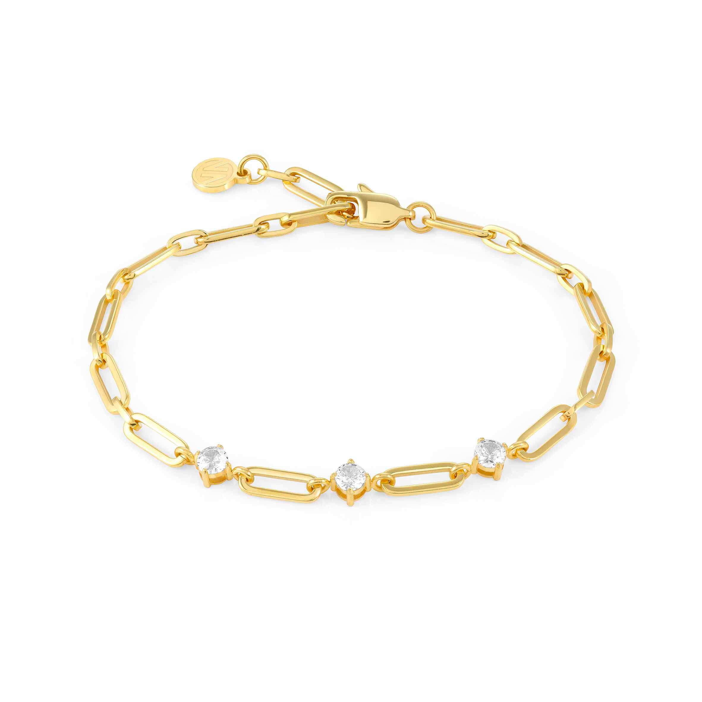CHAINS OF STYLE Bracelet In Gold PVD & White CZ
