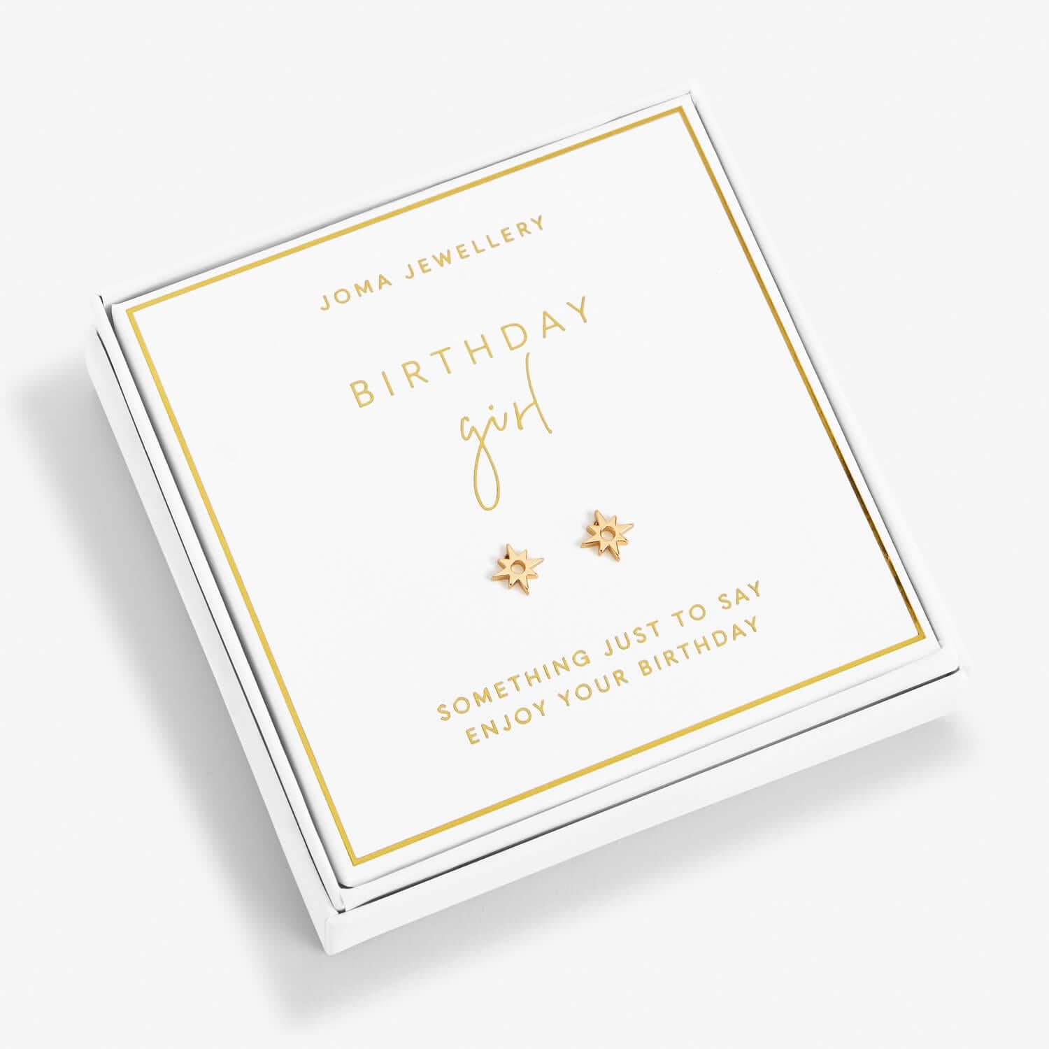 Beautifully Boxed 'Birthday Girl' Gold Earrings