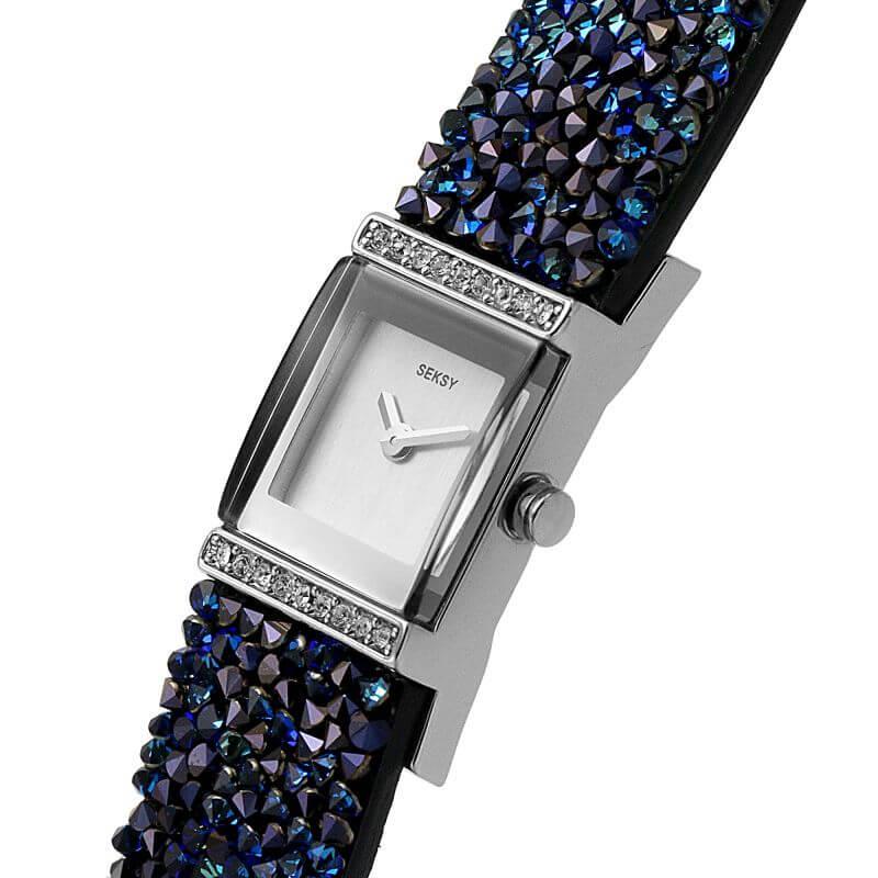 Rocks Blue Swarovski Crystal Set Ladies Watch