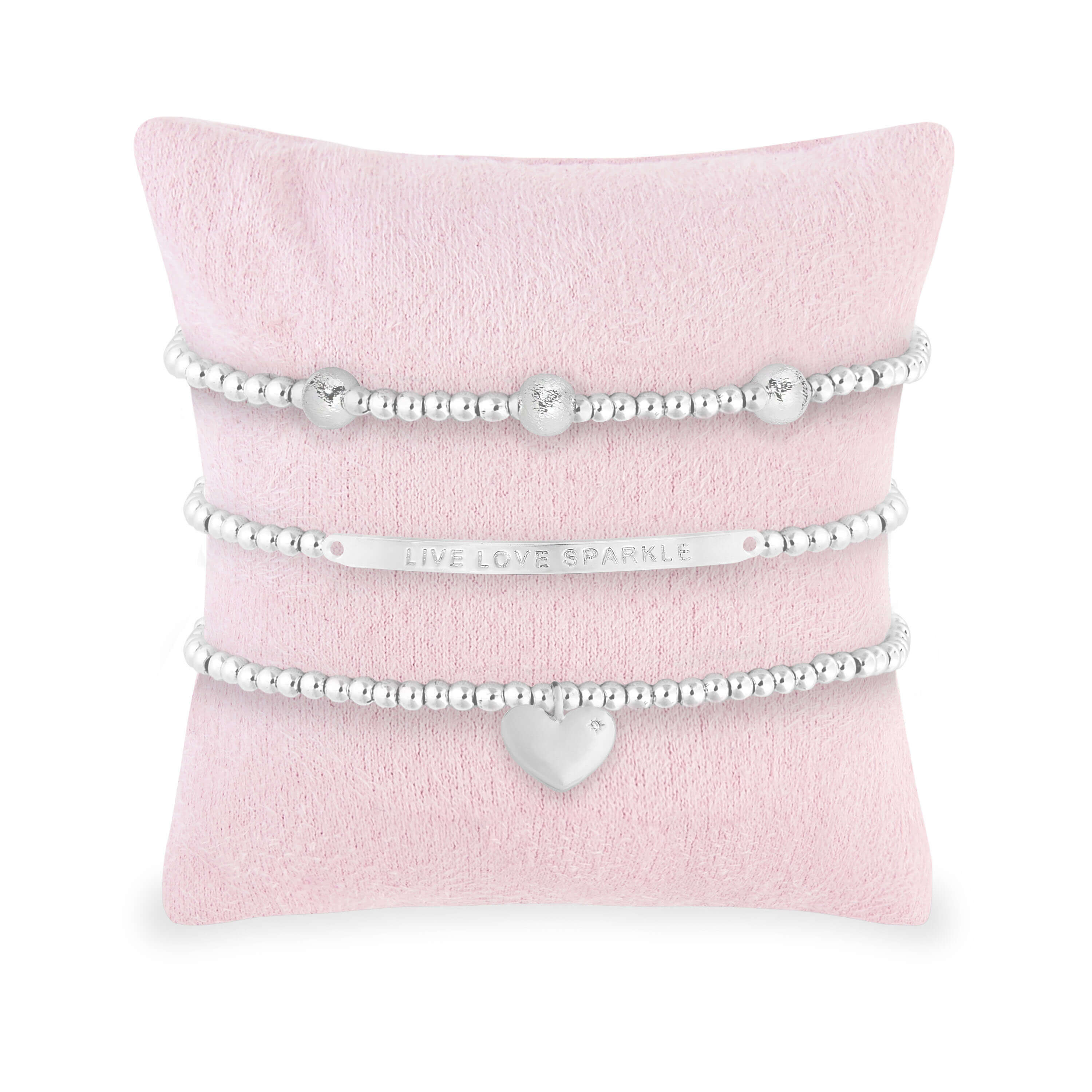 Occasion Gift Box | Live Love Sparkle | Silver | Set Of 3 Bracelets | 17.5cm Stretch