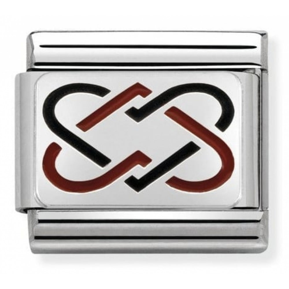 Classic Double Woven Heart In Stainless Steel, Enamel & Silver 925 Charm
