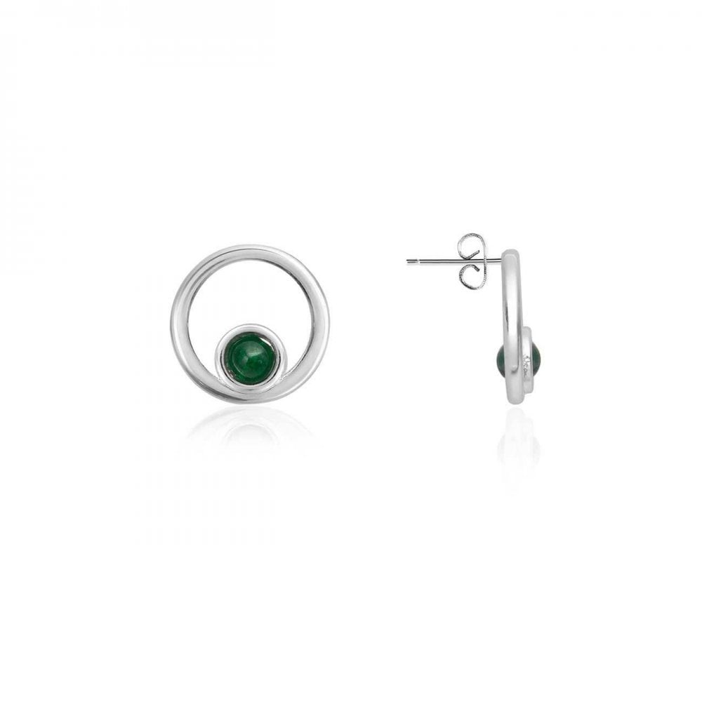 Treasure The Little Things | Birthstone May Green Agate | Silver | Earring Box | 17.5cm Stretch