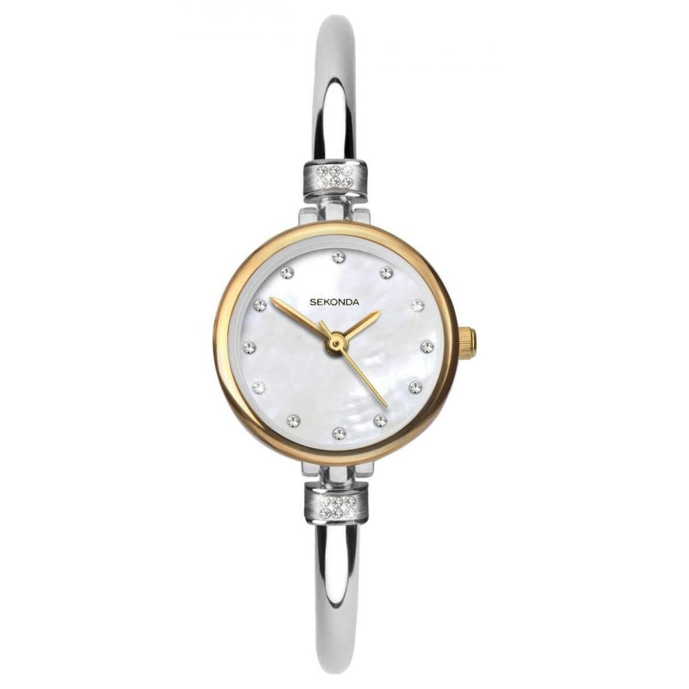 Stainless Steel Bracelet Strap & Two Tone Case With MOP Dial Ladies Watch