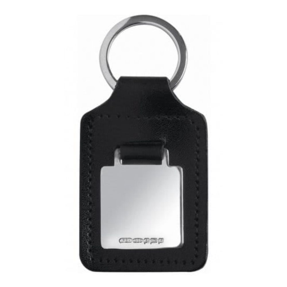 Black Leather & Sterling Silver Keyring