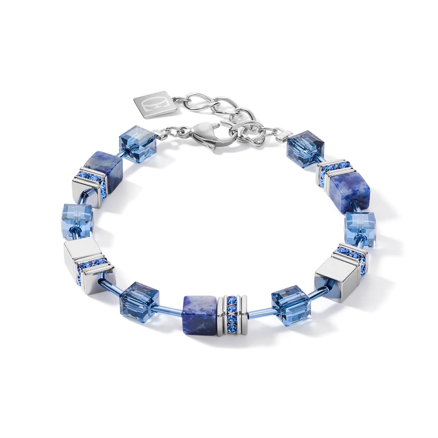 GeoCUBE Sodalite & Haematite Blue Bracelet