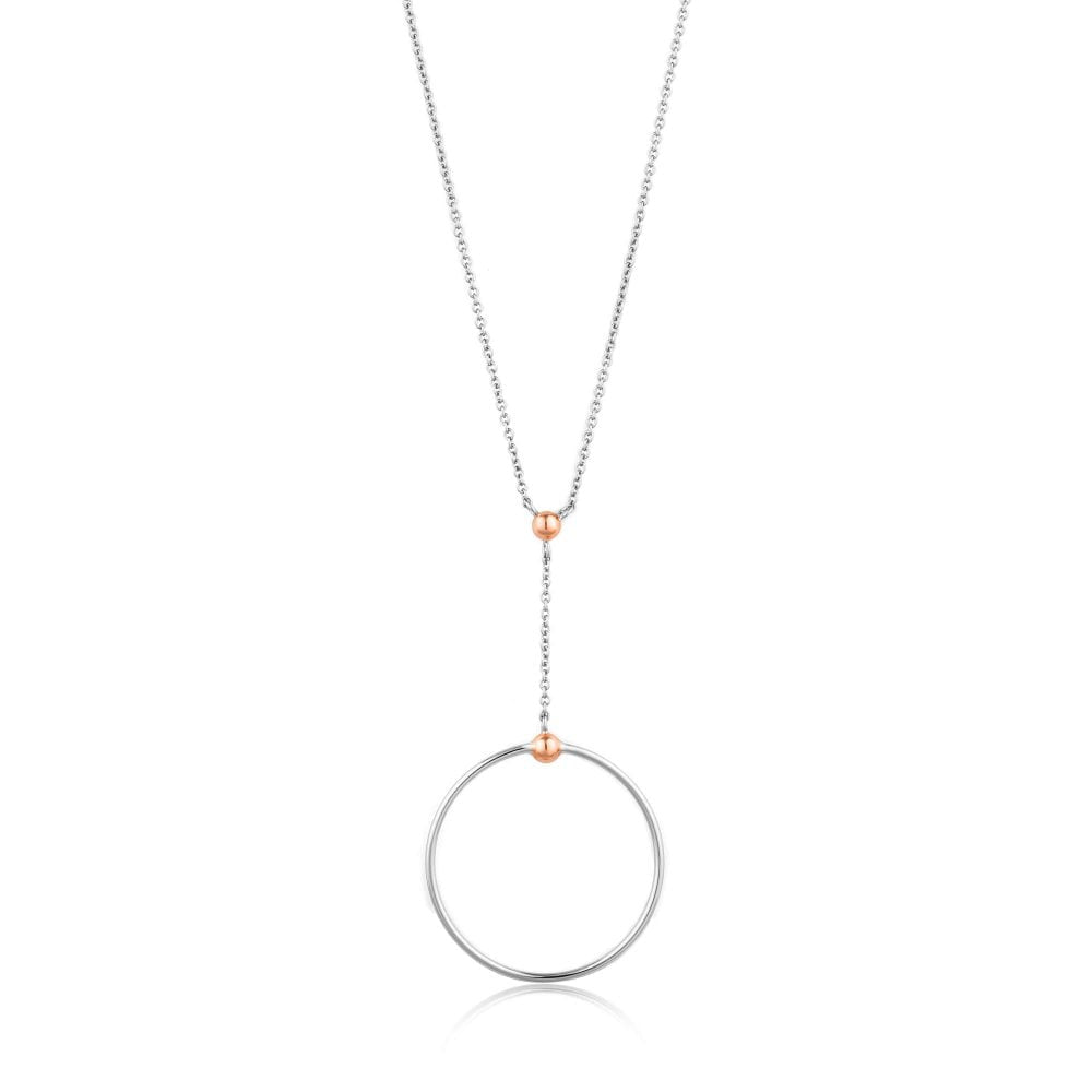 Out Of This World Drop Circle Necklace Silver