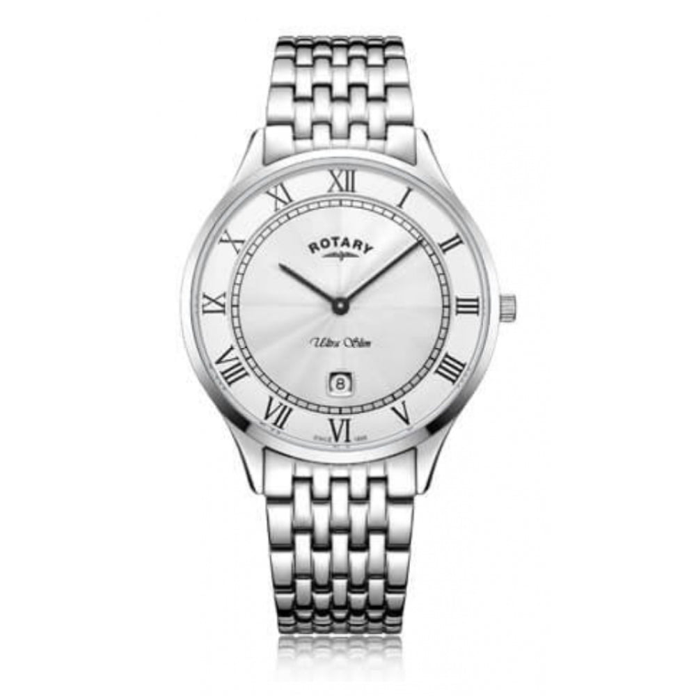 Ultra Slim White Dial Stainless Steel Bracelet Strap Gents Watch
