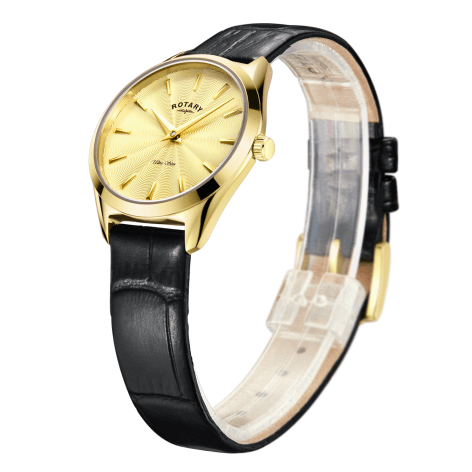 Ladies Leather Gold Plate Watch