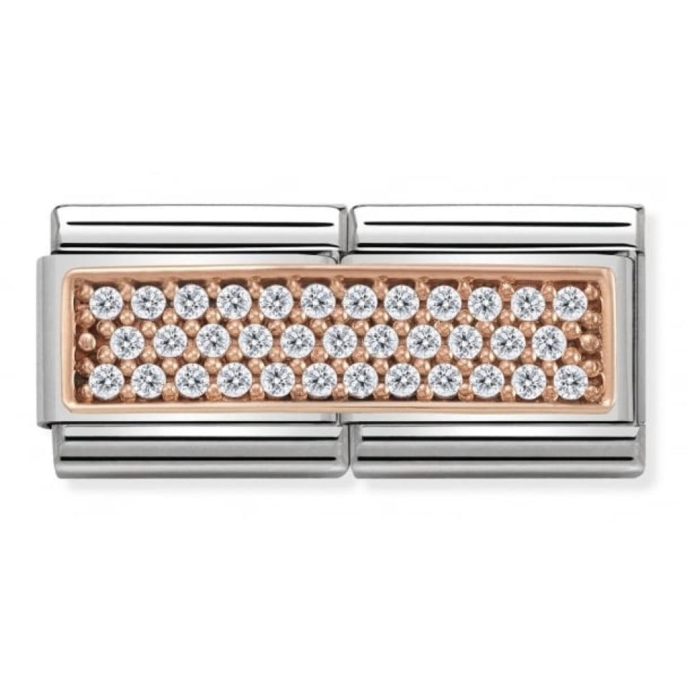 Classic Double Pave CZ Rose Gold Link