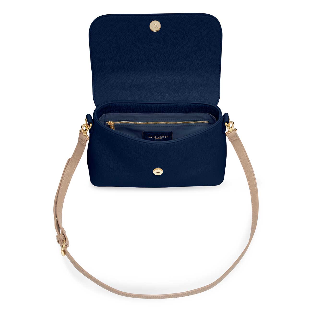 Talia Two Tone Messenger Bag | Navy and Caramel