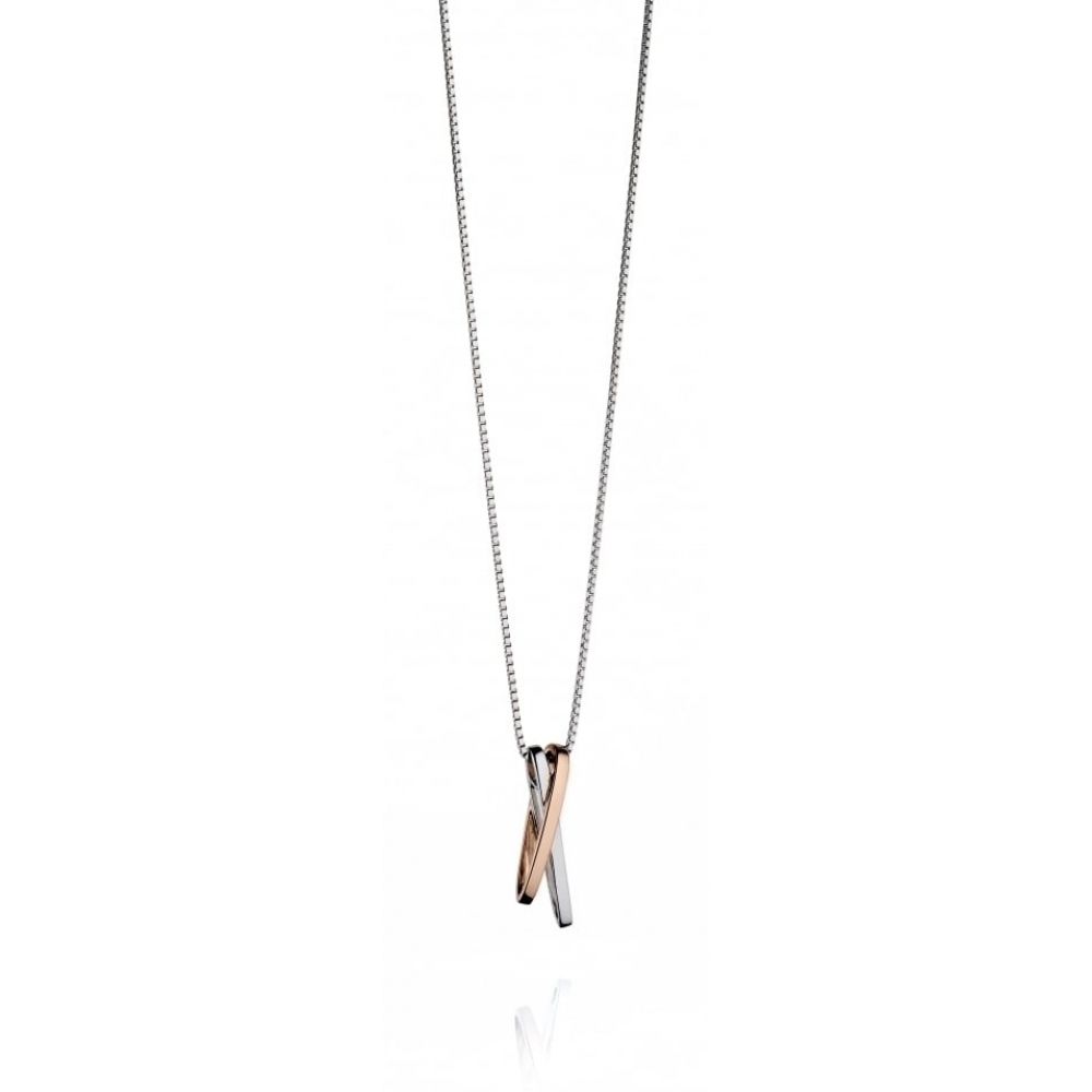 Rose Gold Detail Modernist Double Hoop Pendant