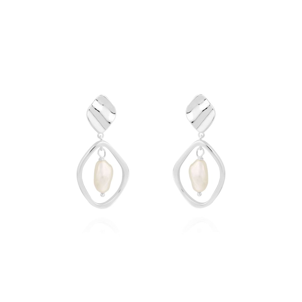 Statement Earrings | Silver | Wave Pearl | Earrings