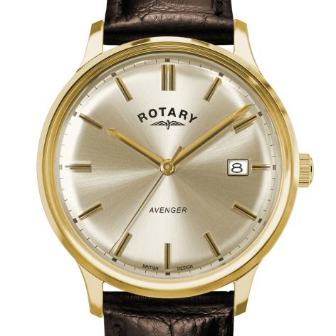 Gents Leather Watch Gold Plate
