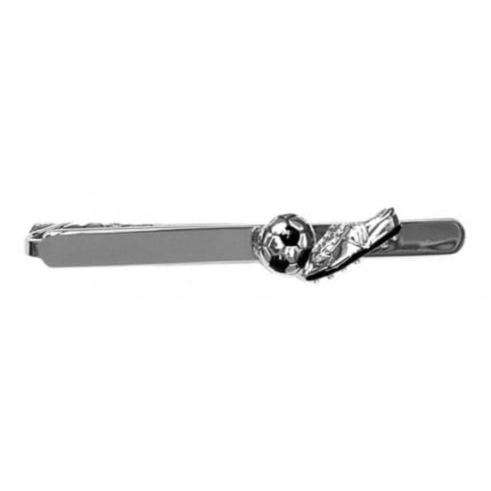 Rhodium Plated Football & Boot Tie Bar